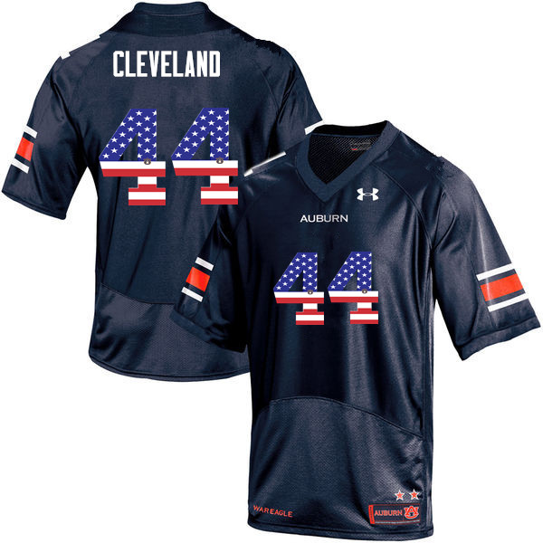 Auburn Tigers Men's Rawlins Cleveland #44 Navy Under Armour Stitched College USA Flag Fashion NCAA Authentic Football Jersey EFQ0174UU